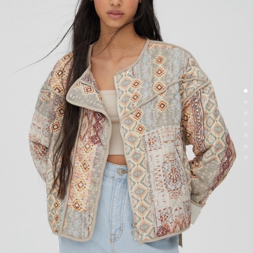 Pull&Bear Quilted Print Jacket